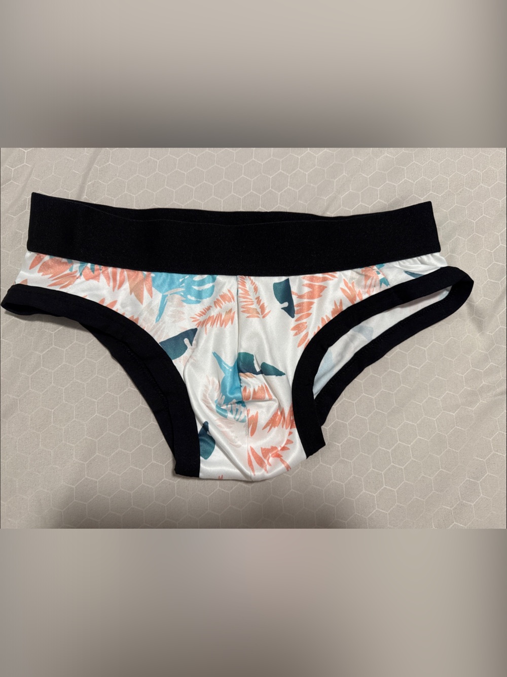 Tropical Print Bikini Bottom with Black Trim